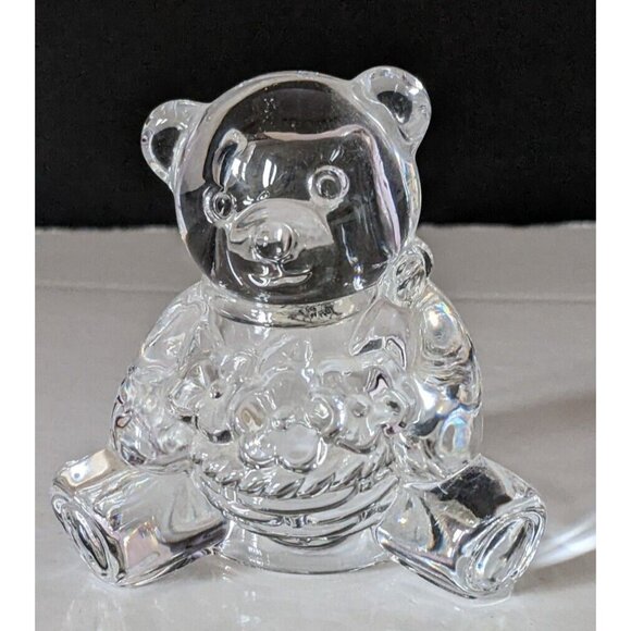 VTG Cristal D’Arques Teddy Mini Figurine Holding Flowers 24% Lead Sticker France - Picture 13 of 16